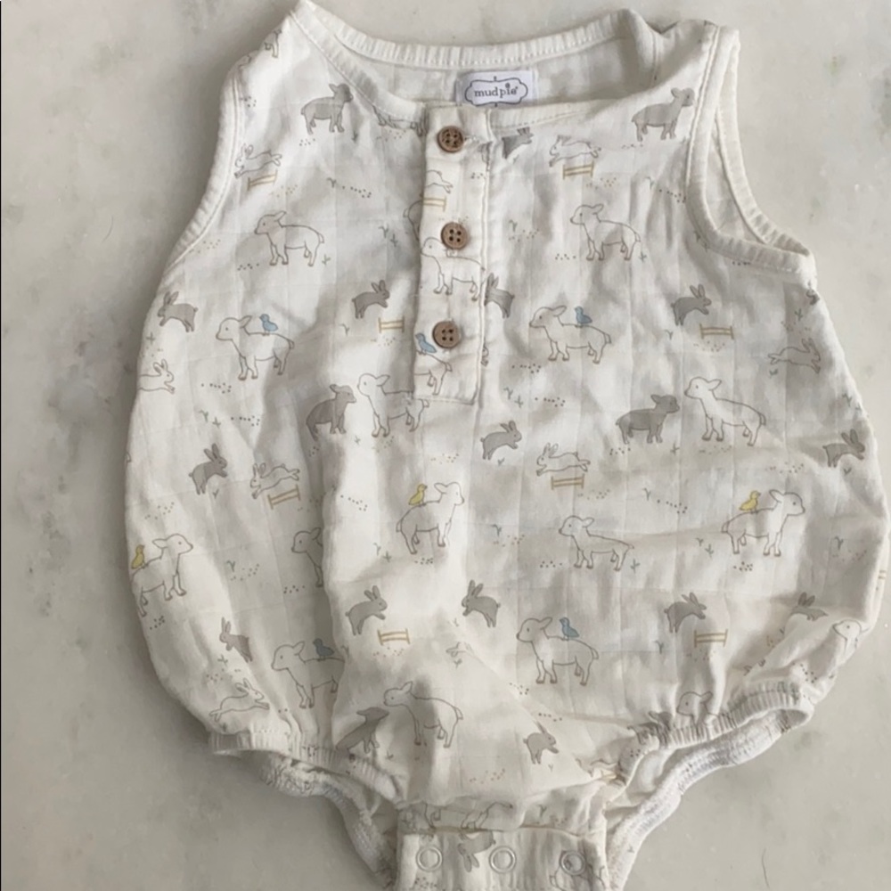 COPY - Mud pie sleeveless Henley onesie